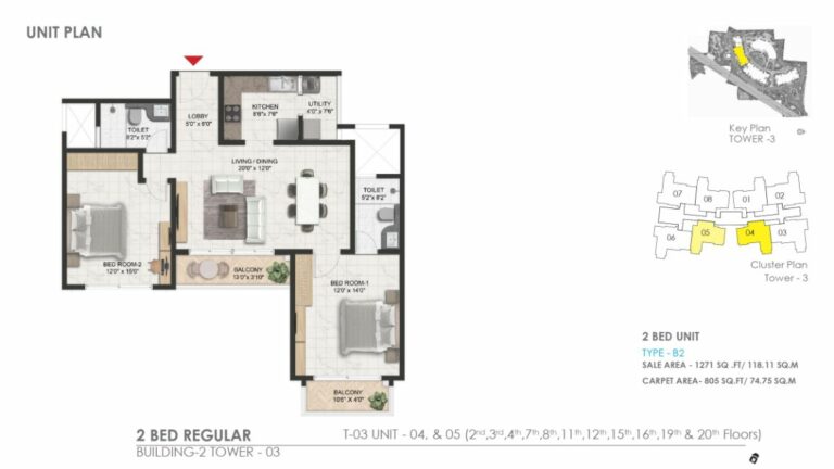 1271 2bhk reg prestige serenity shores