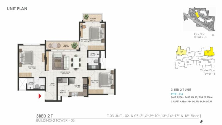 1453 3bhk 2t prestige serenity shores