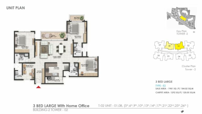 1981 3bhk large prestige serenity shores