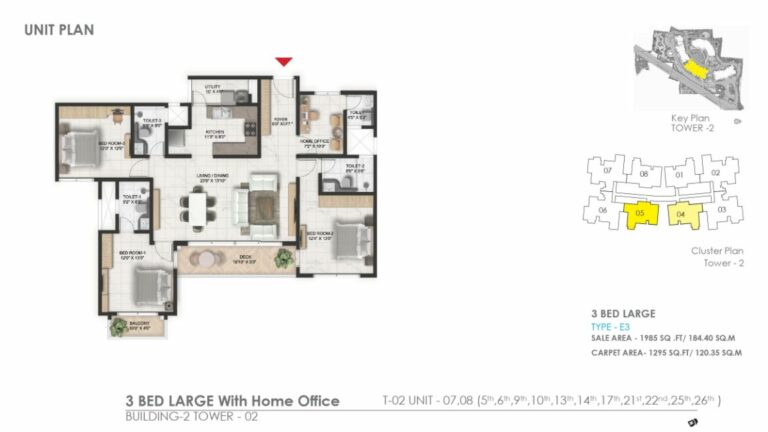 1985 3bhk large prestige serenity shores
