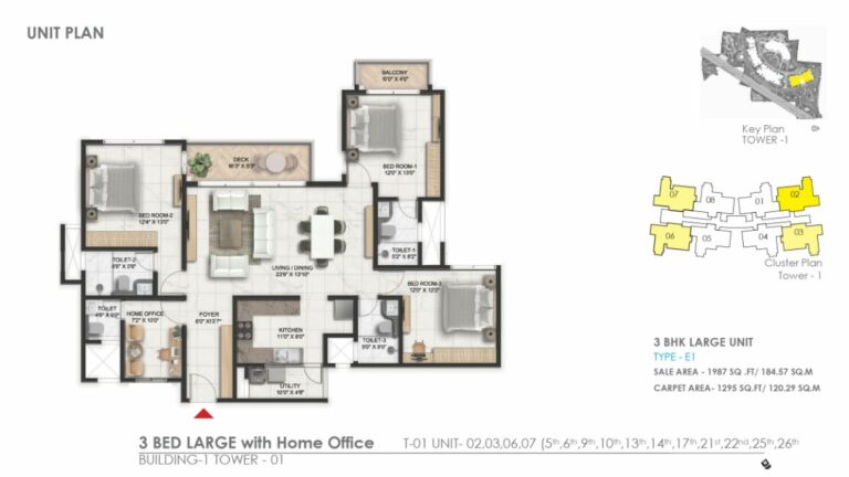 1987 3bhk large prestige serenity shores