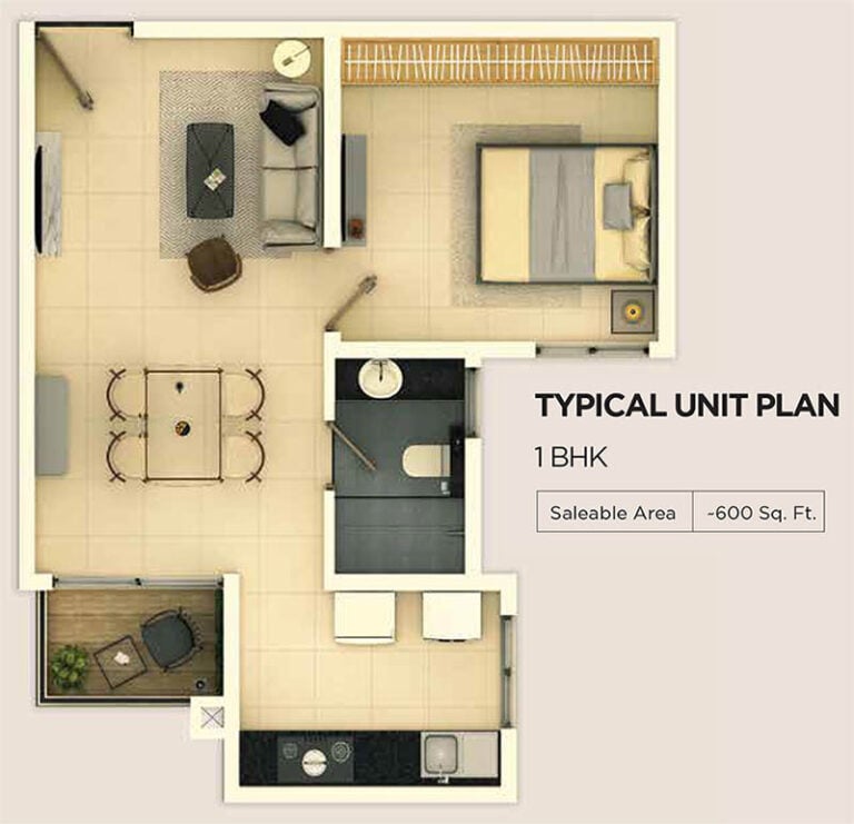 1bhk 600 provident ecopolitan