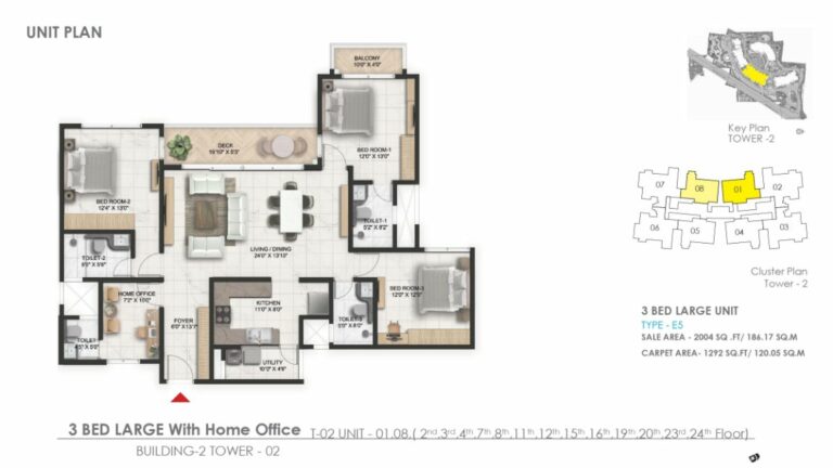 2004 3bhk large prestige serenity shores