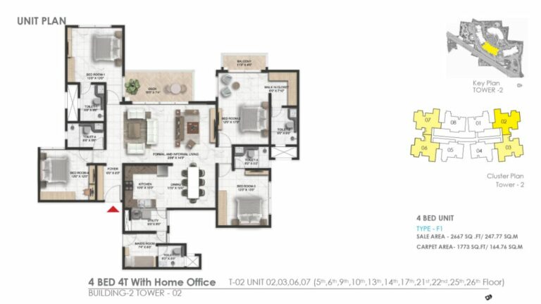 2667 4bhk 4t prestige serenity shores