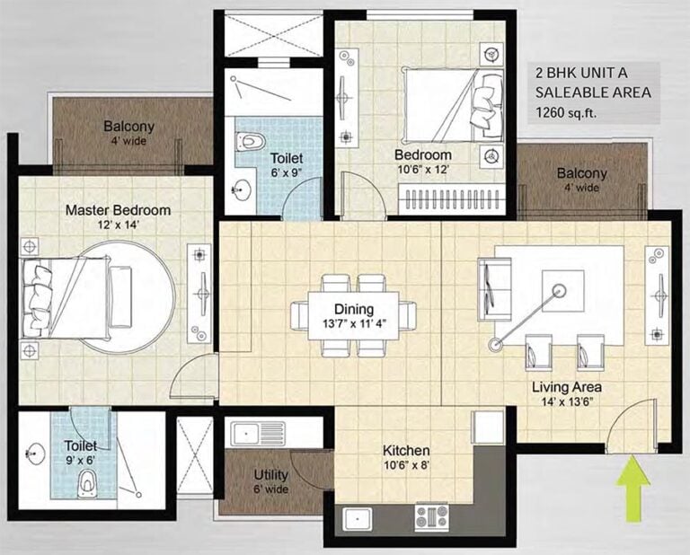 2bhk 1260 dnr arista bellandur