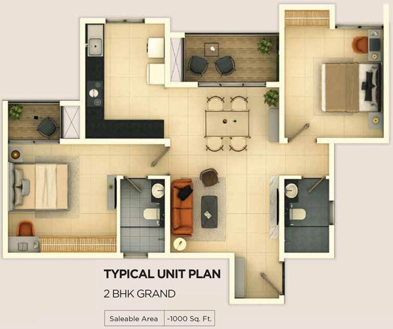 2bhk grand 1000 provident ecopolitan