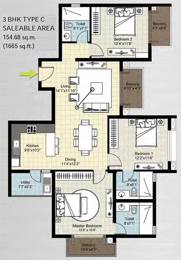 3bhk 1665 dnr arista bellandur