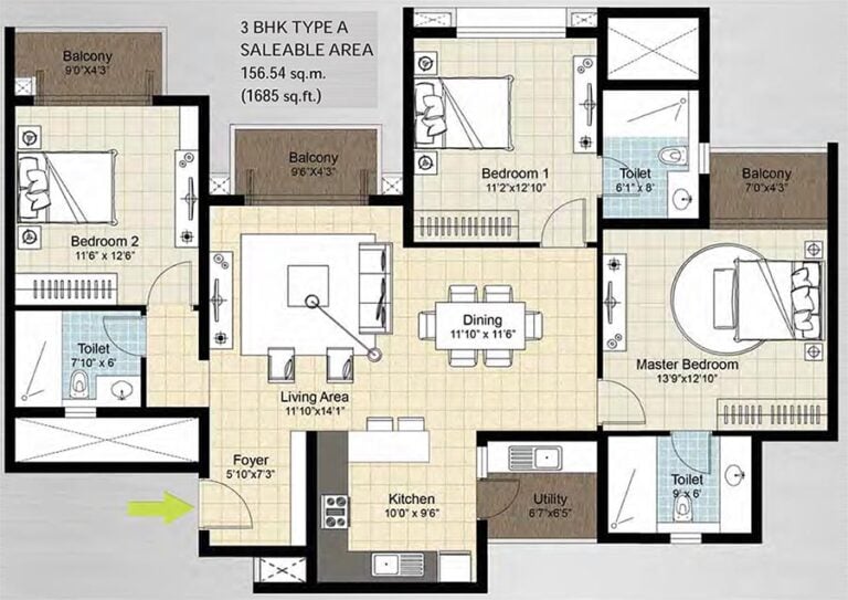 3bhk 1685 dnr arista bellandur