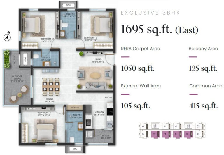 3bhk 1695 asbl loft