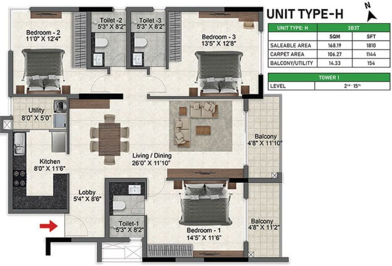 3bhk 1810 prestige glenbrook whitefield