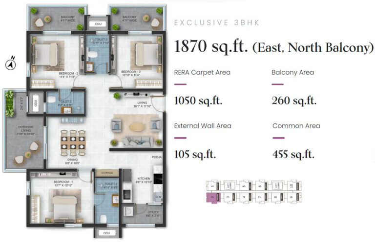 3bhk 1870 asbl loft