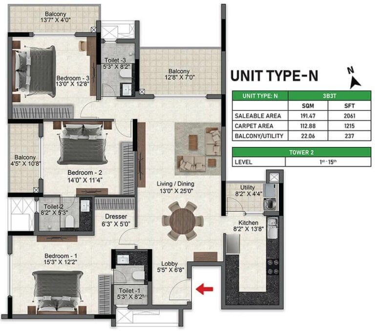 3bhk 2061 prestige glenbrook whitefield