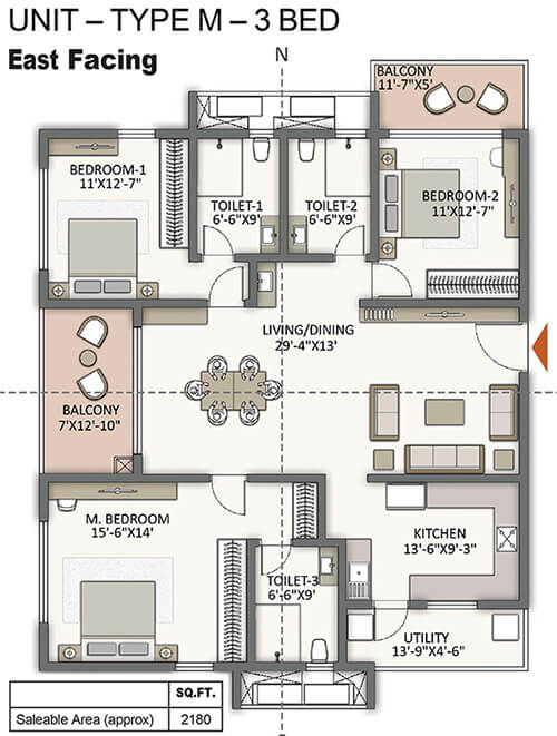 3bhk 2180 prestige city hyderabad apartments