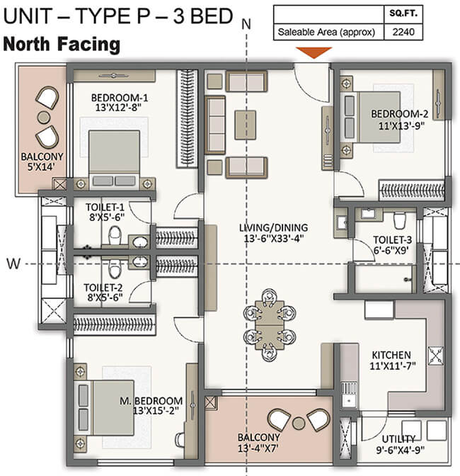 3bhk 2240 prestige city hyderabad apartments