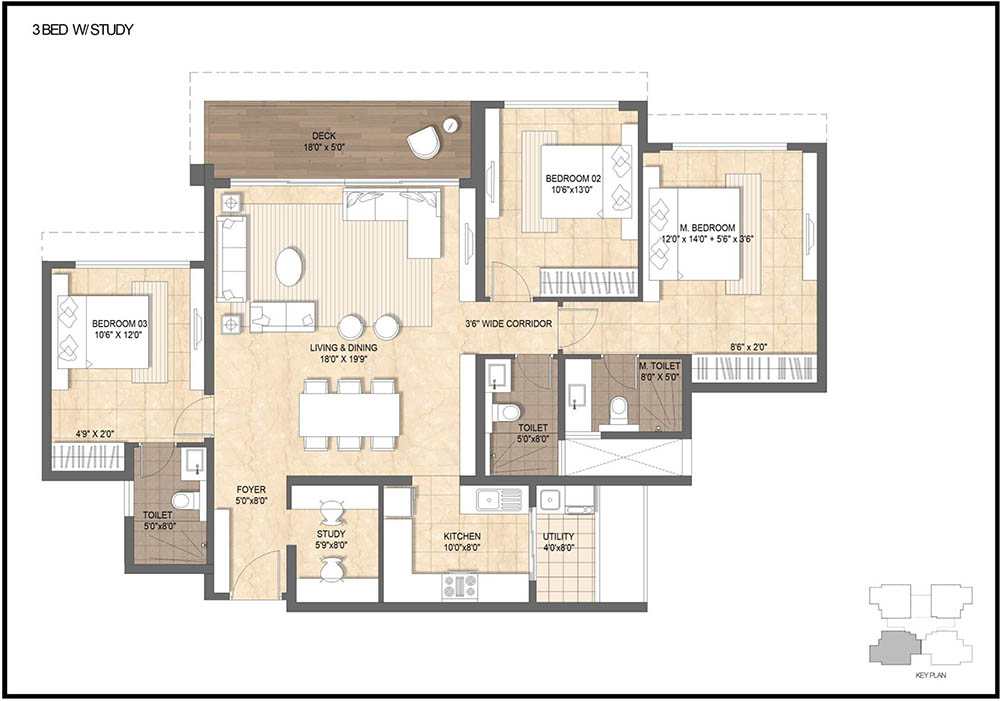 3 BHK Floor Plan