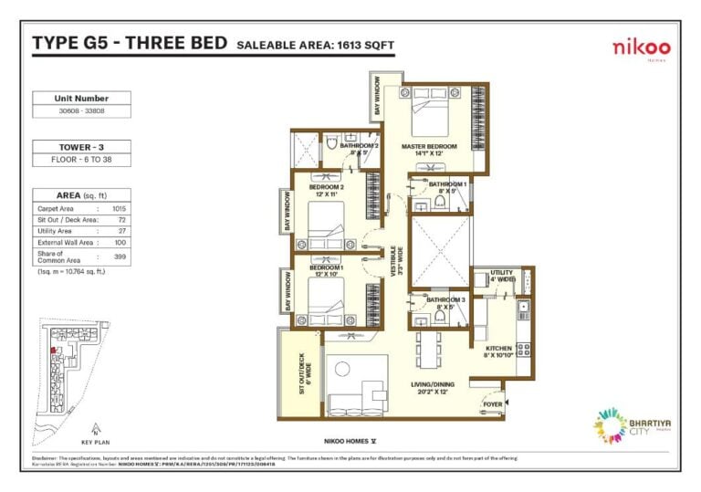 1613 3bhk nikoo homes 5 bhartiya city