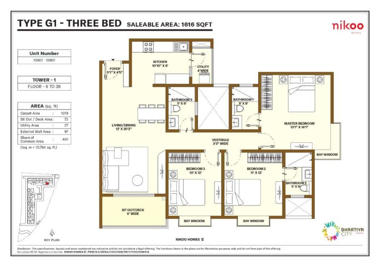 1616 3bhk nikoo homes 5 bhartiya city