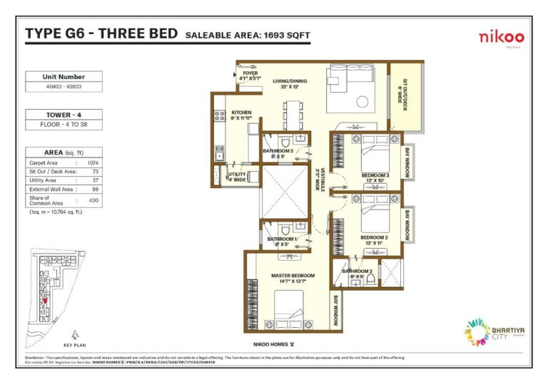 1693 3bhk nikoo homes 5 bhartiya city