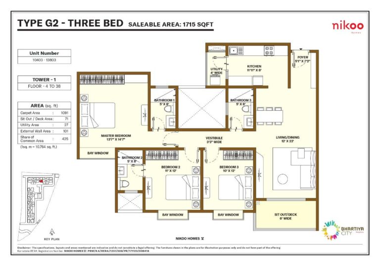 1715 3bhk nikoo homes 5 bhartiya city