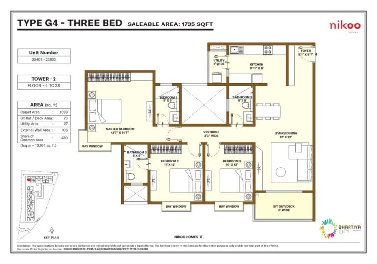 1735 3bhk nikoo homes 5 bhartiya city
