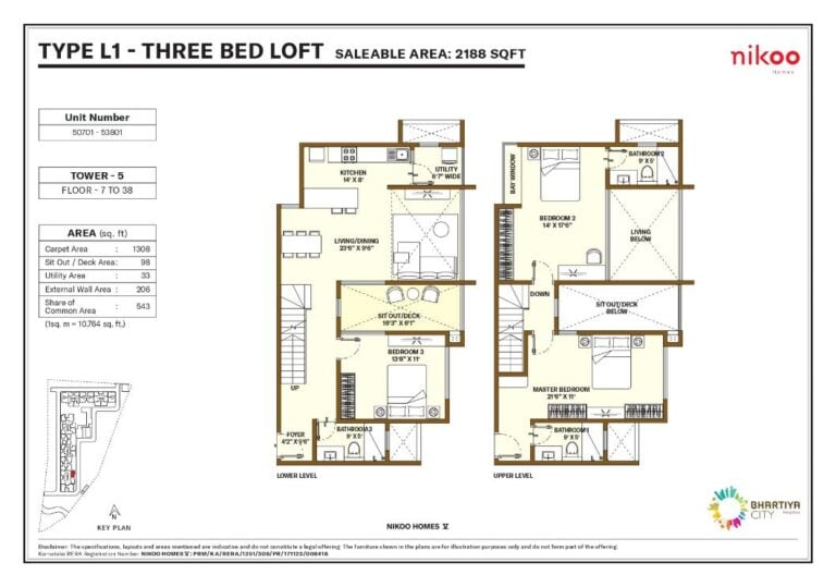 2188 3bhk loft nikoo homes 5 bhartiya city