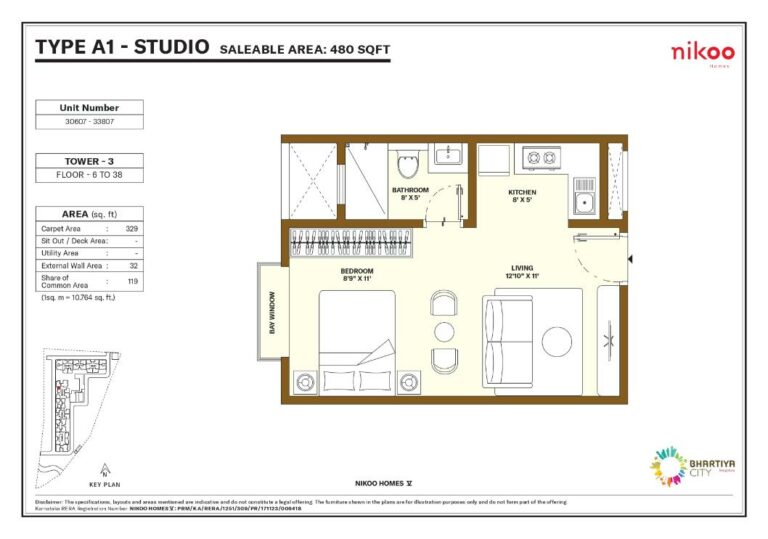 480 studio nikoo homes 5 bhartiya city