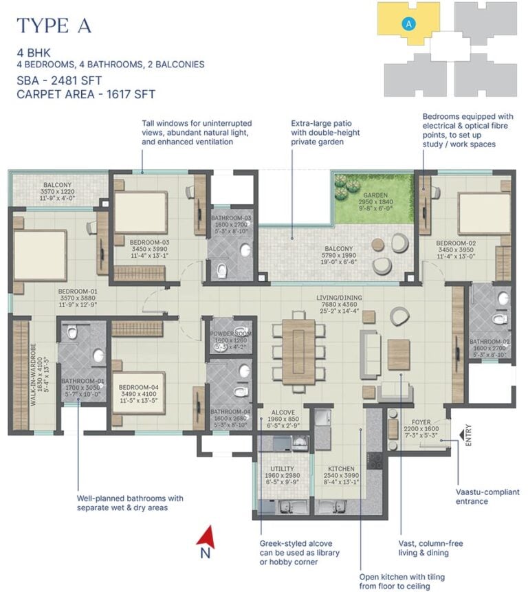 4bhk+4t 2481 sobha neopolis