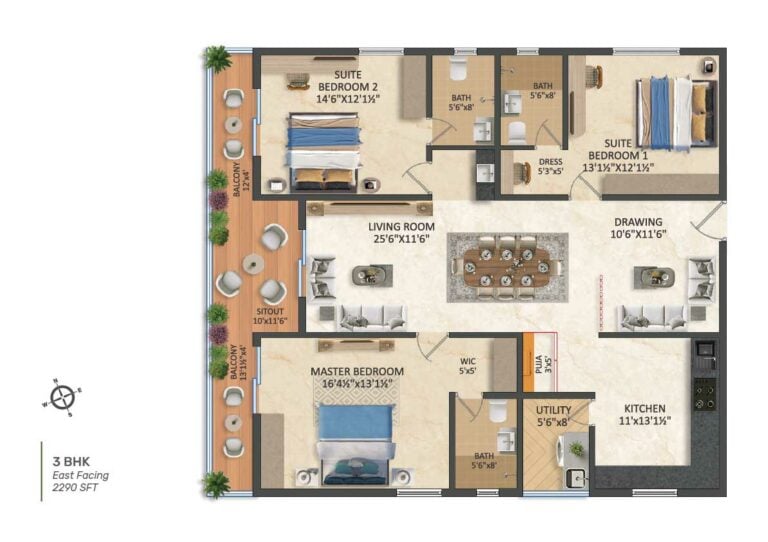 2290 3bhk east srias iwa sas iwa