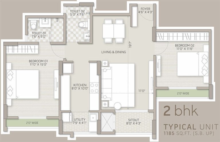 2bhk 1185 orchid salisbury