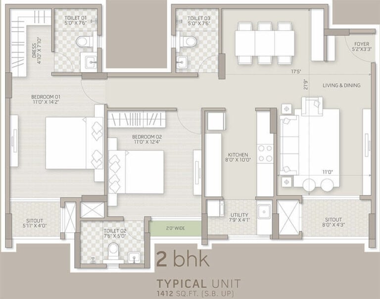 2bhk 1412 orchid salisbury