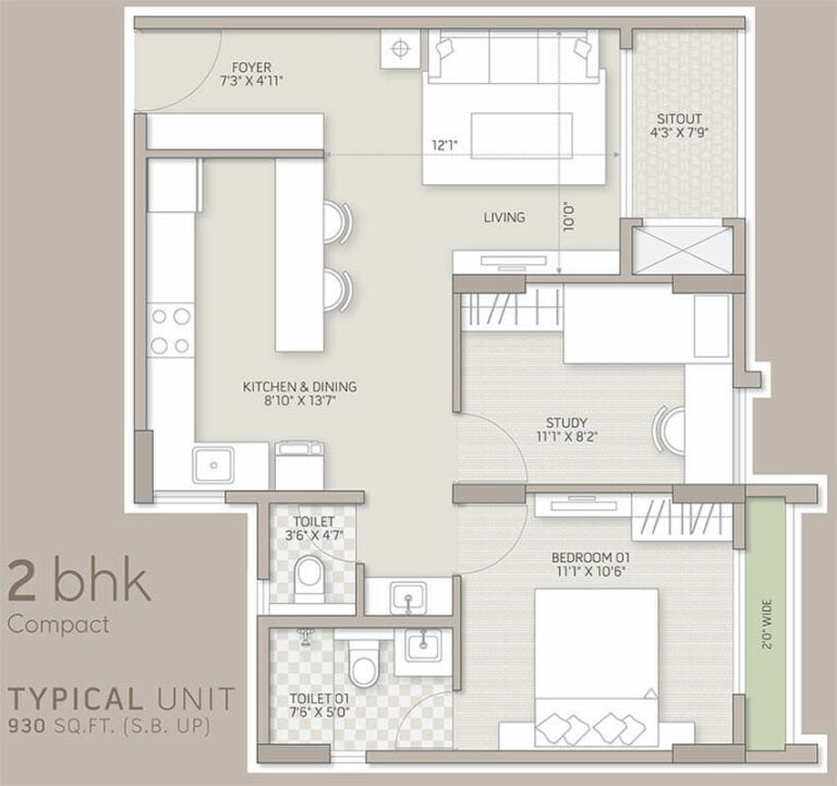 2bhk compact 930 orchid salisbury