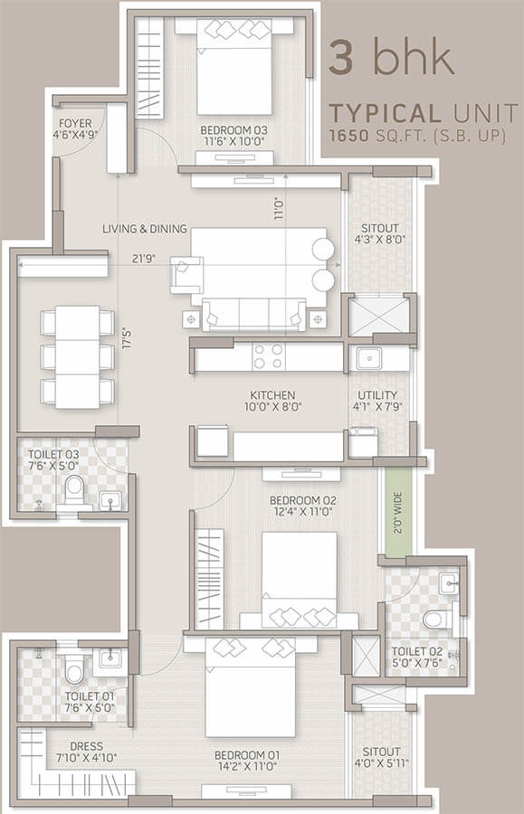3bhk 1650 orchid salisbury