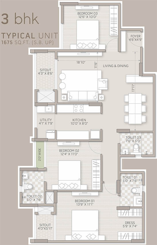 3bhk 1675 orchid salisbury