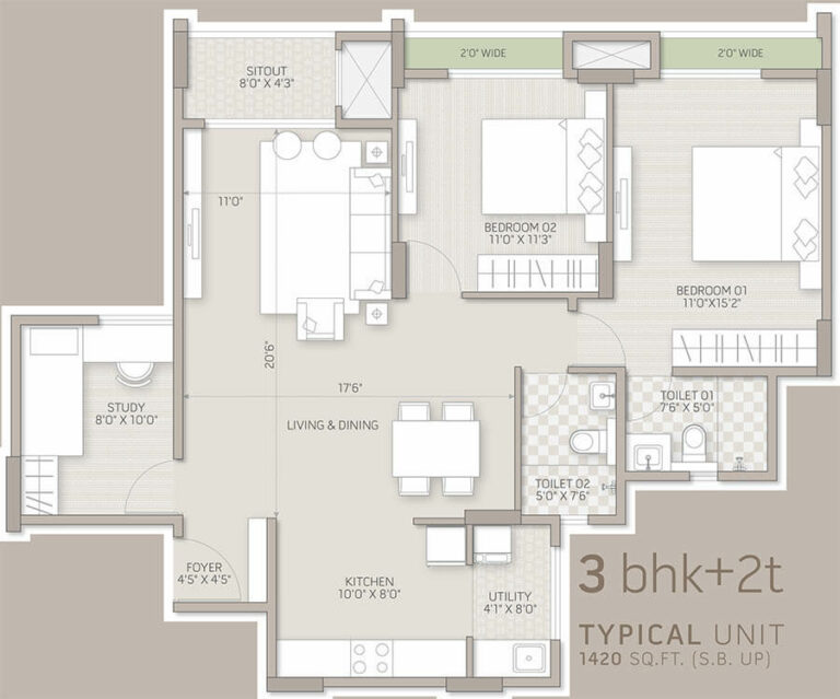 3bhk+2t 1420 orchid salisbury