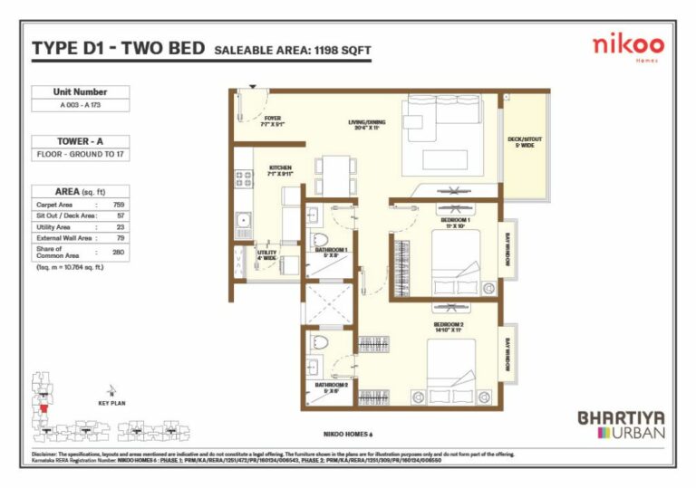 2bhk d1 1198 nikoo homes 6
