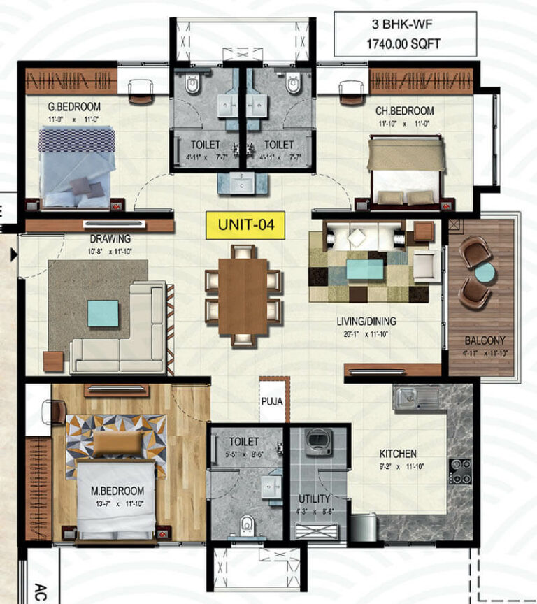 3bhk 1740 wave by raghava wave hyderabad