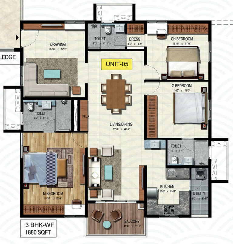 3bhk 1880 wave by raghava wave hyderabad