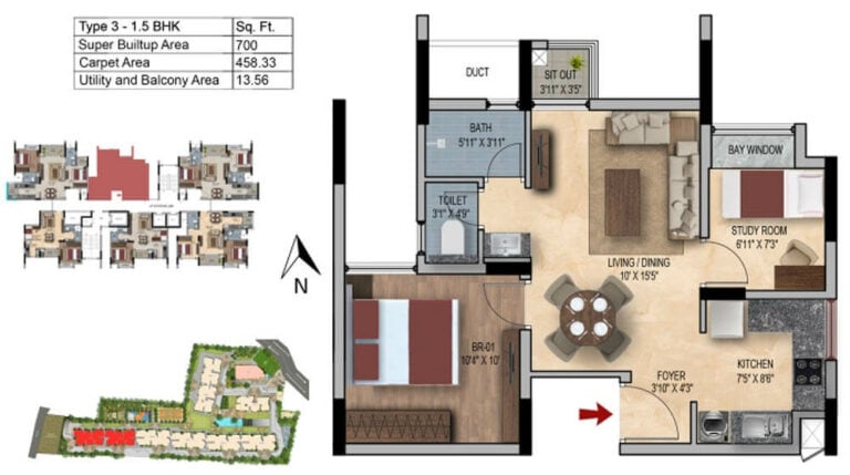 1.5bhk 700 snn estates felicity