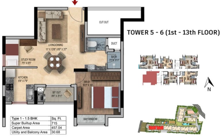 1.5bhk 715 snn estates felicity