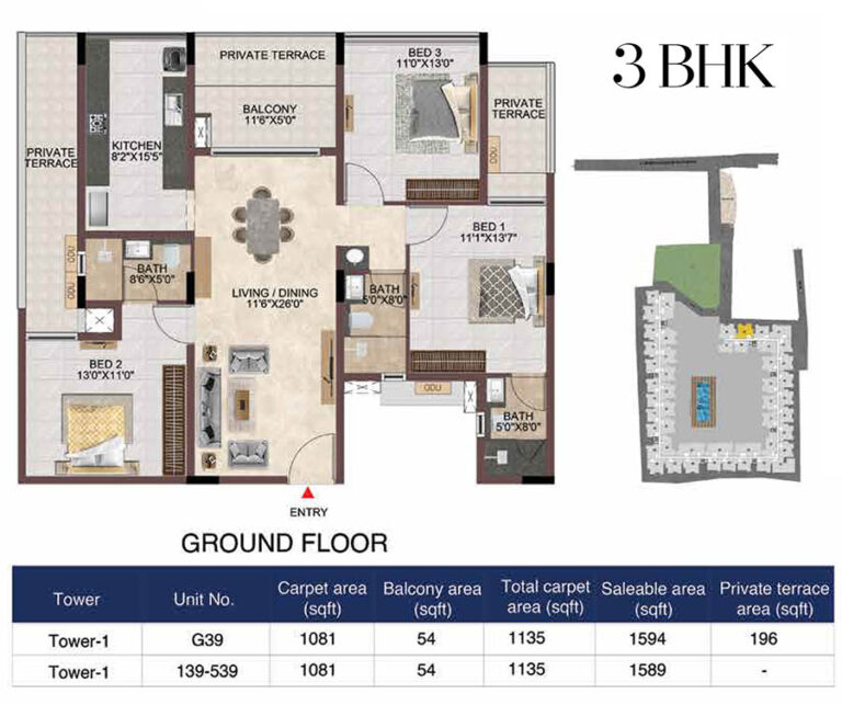 3bhk 1594 casagrand linore chennai