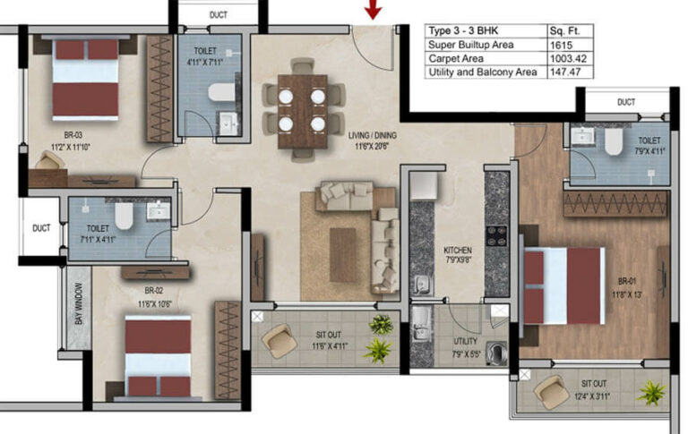 3bhk 1615 snn estates felicity