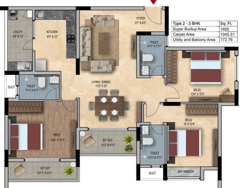 3bhk 1695 snn estates felicity