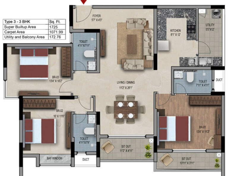 3bhk 1725 snn estates felicity