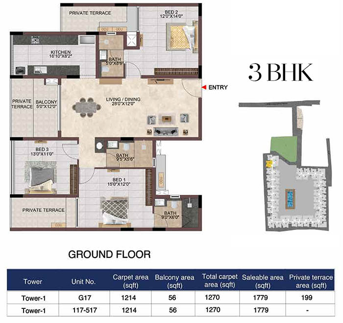 3bhk 1779 casagrand linore chennai
