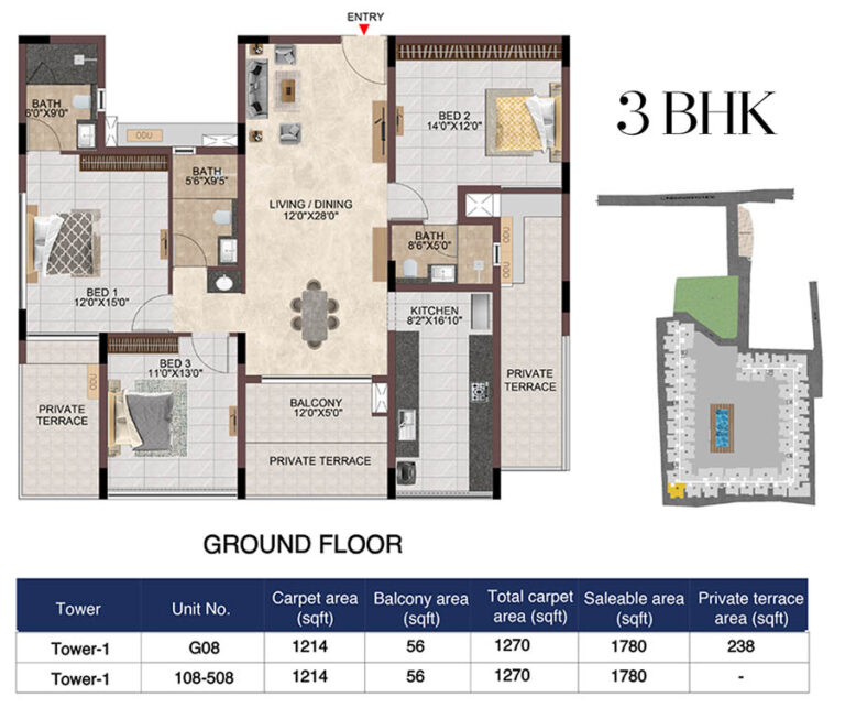 3bhk 1780 casagrand linore chennai