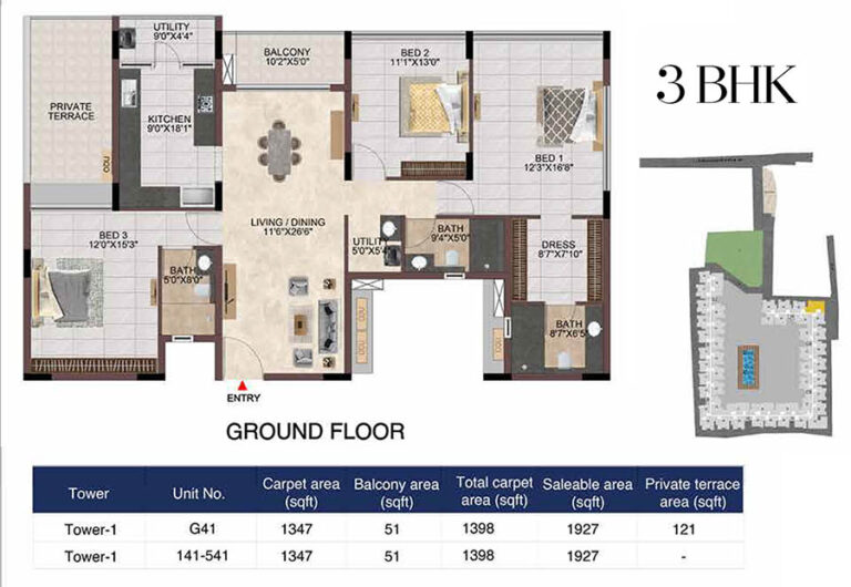 3bhk 1927 casagrand linore chennai