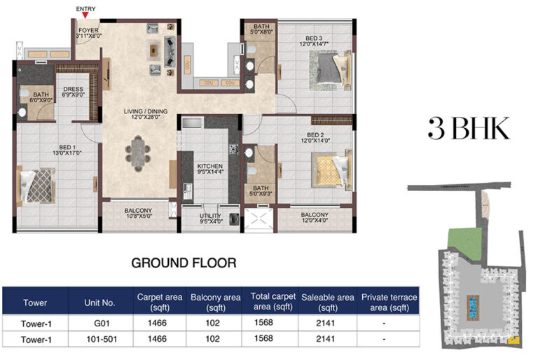 3bhk 2141 casagrand linore chennai