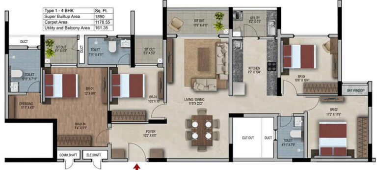4bhk 1890 snn estates felicity