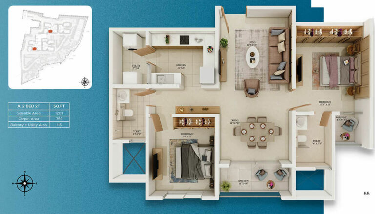 2bhk 1203 prestige somerville