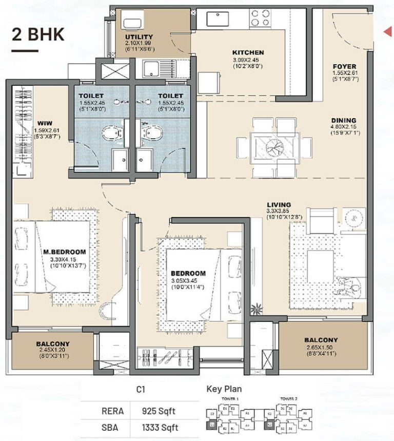 2bhk 1333 vajram newtown 2.0